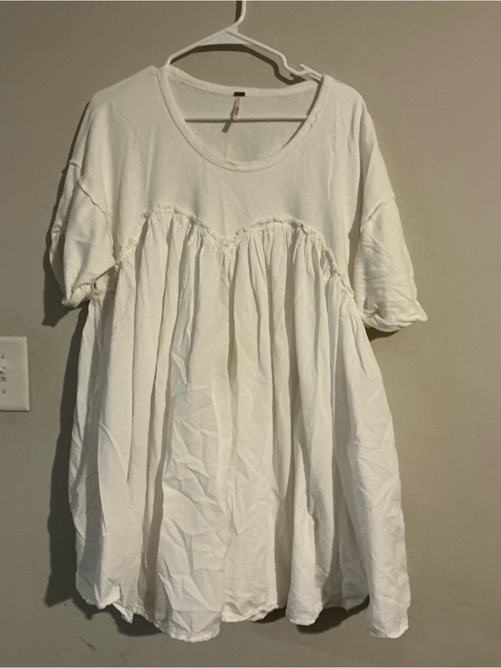 Free People Tops - Free People Cream Short-Sleeve Babydoll Tunic